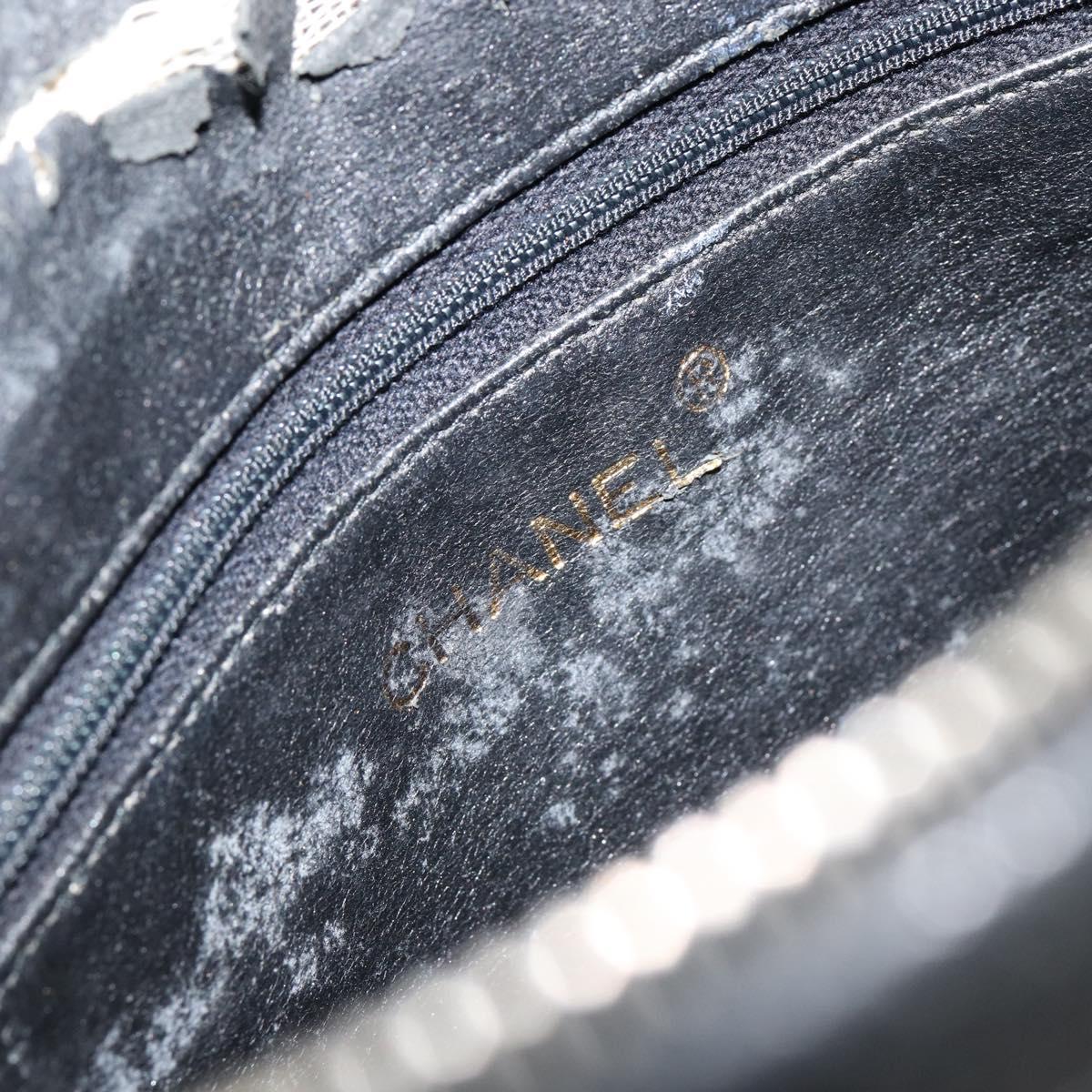 CHANEL Triple COCO Mark Shoulder Bag Caviar Skin Black Gold CC Auth 151405