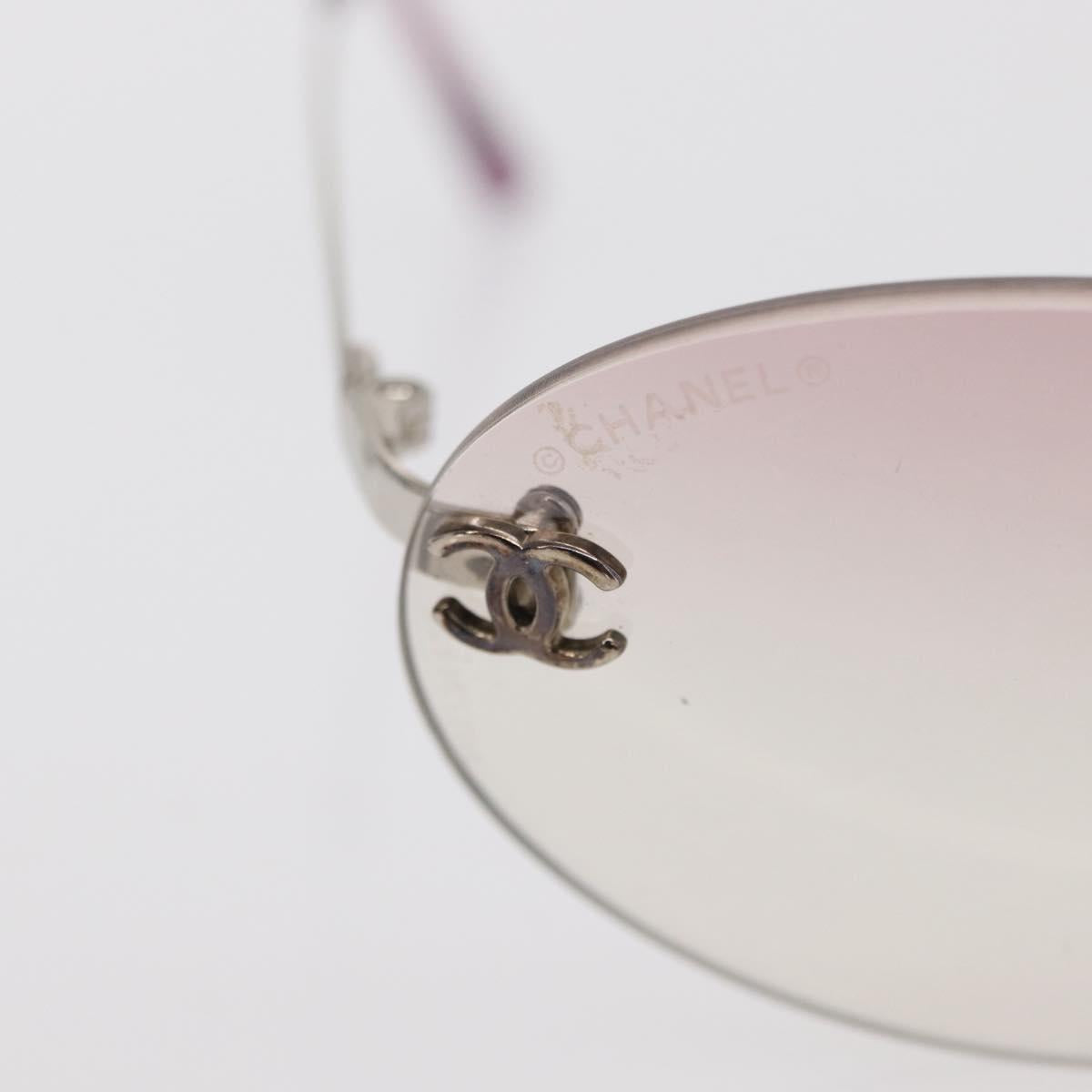 CHANEL Sunglasses plastic Silver CC Auth 151408