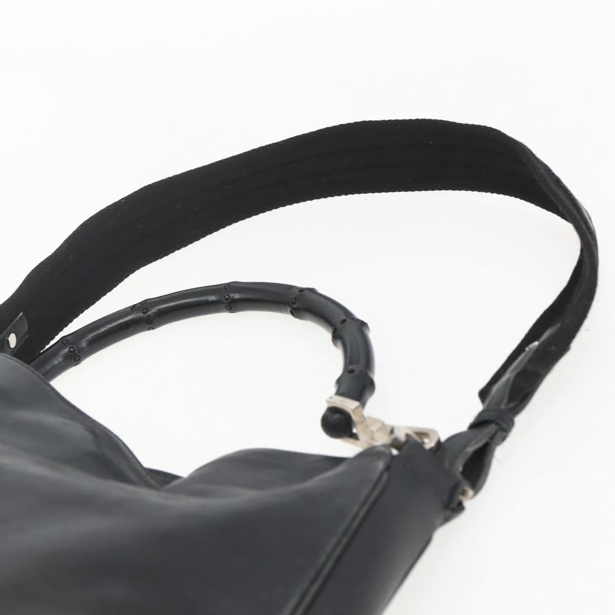GUCCI Bamboo Shoulder Bag Leather 2way Black Silver 001 4095 Auth 151422