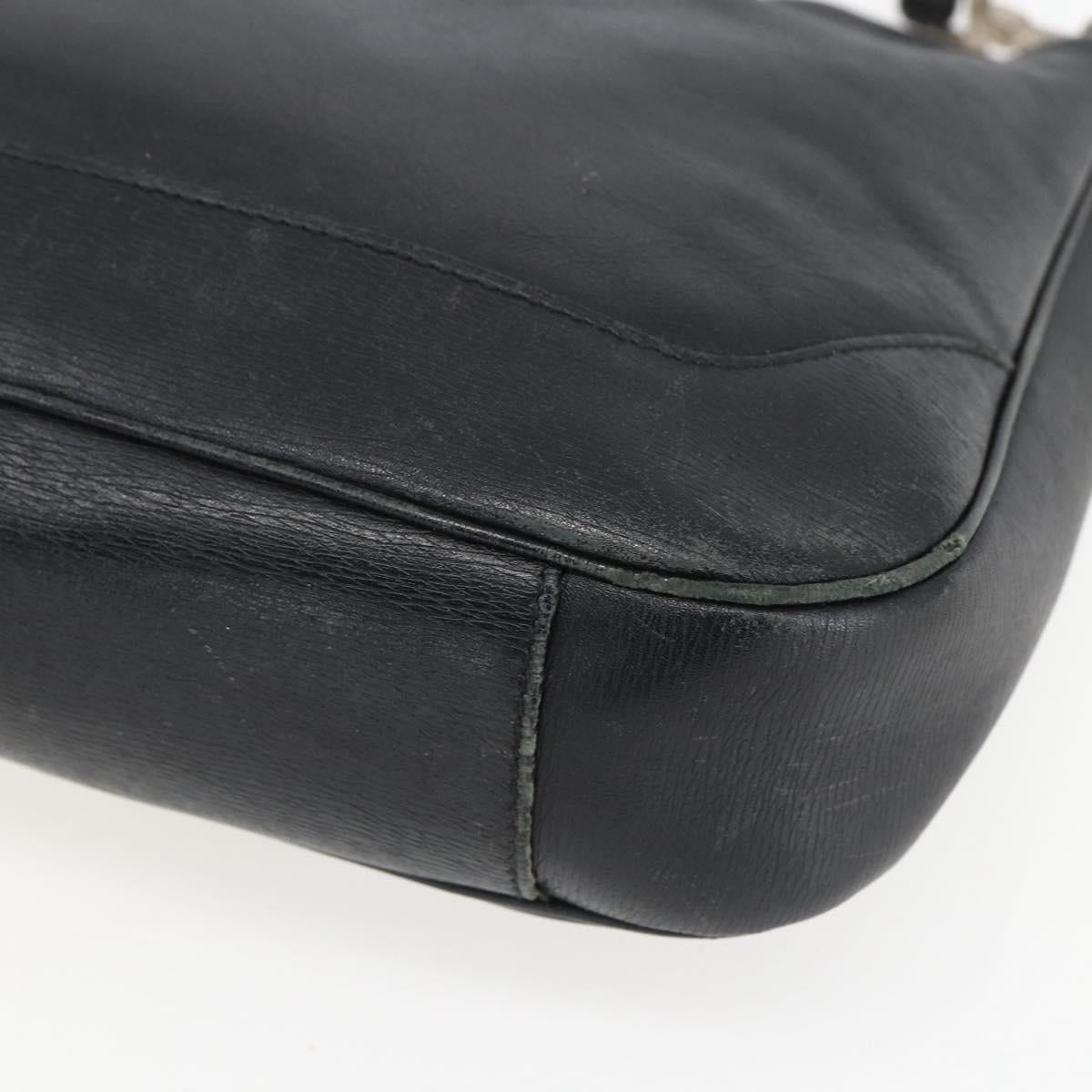 GUCCI Bamboo Shoulder Bag Leather 2way Black Silver 001 4095 Auth 151422