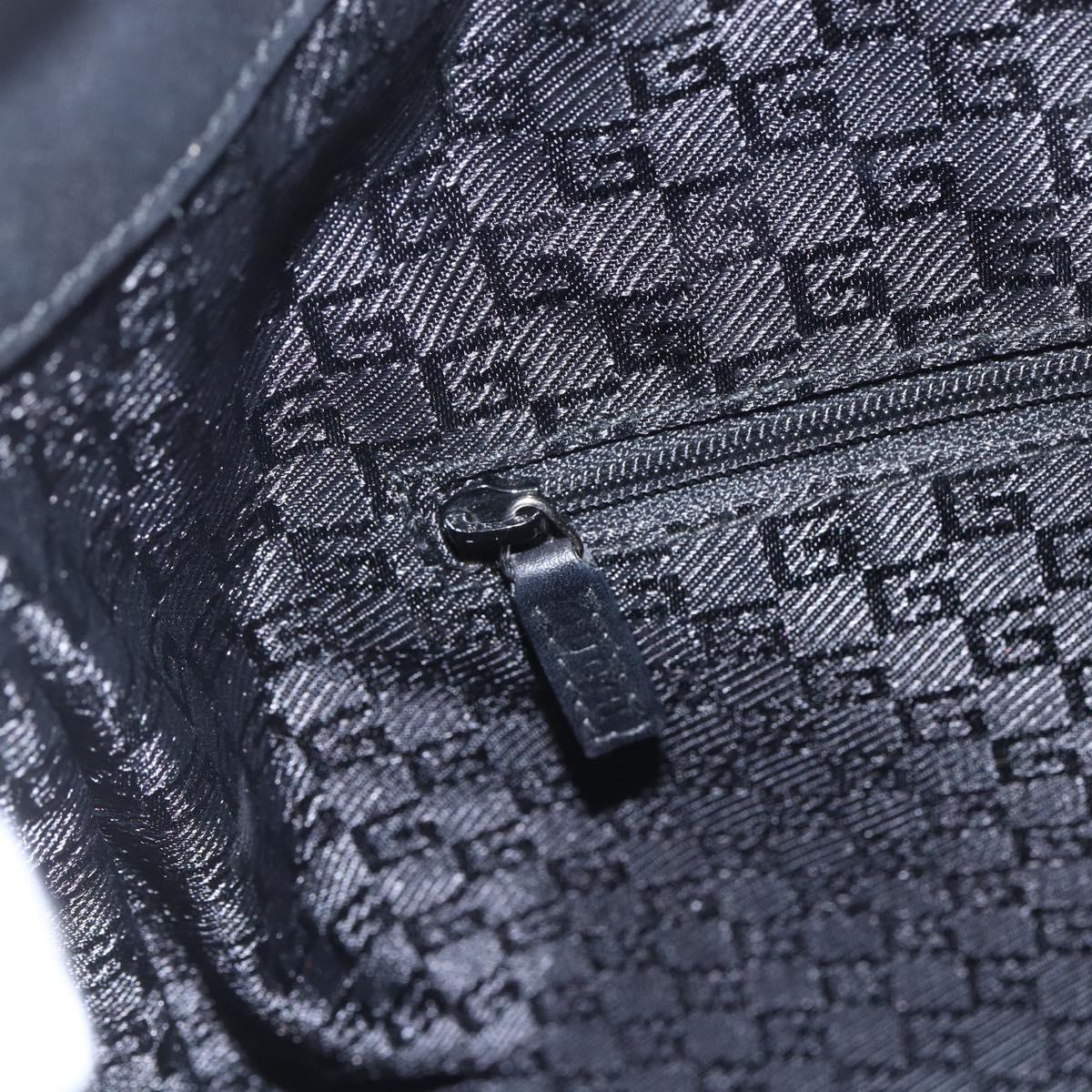 GUCCI Bamboo Shoulder Bag Leather 2way Black Silver 001 4095 Auth 151422