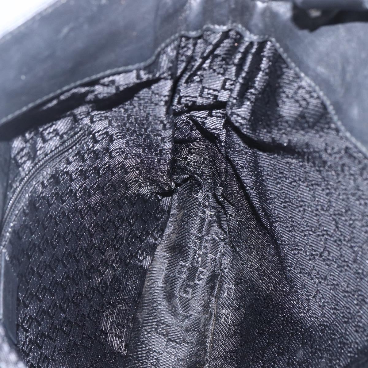 GUCCI Bamboo Shoulder Bag Leather 2way Black Silver 001 4095 Auth 151422