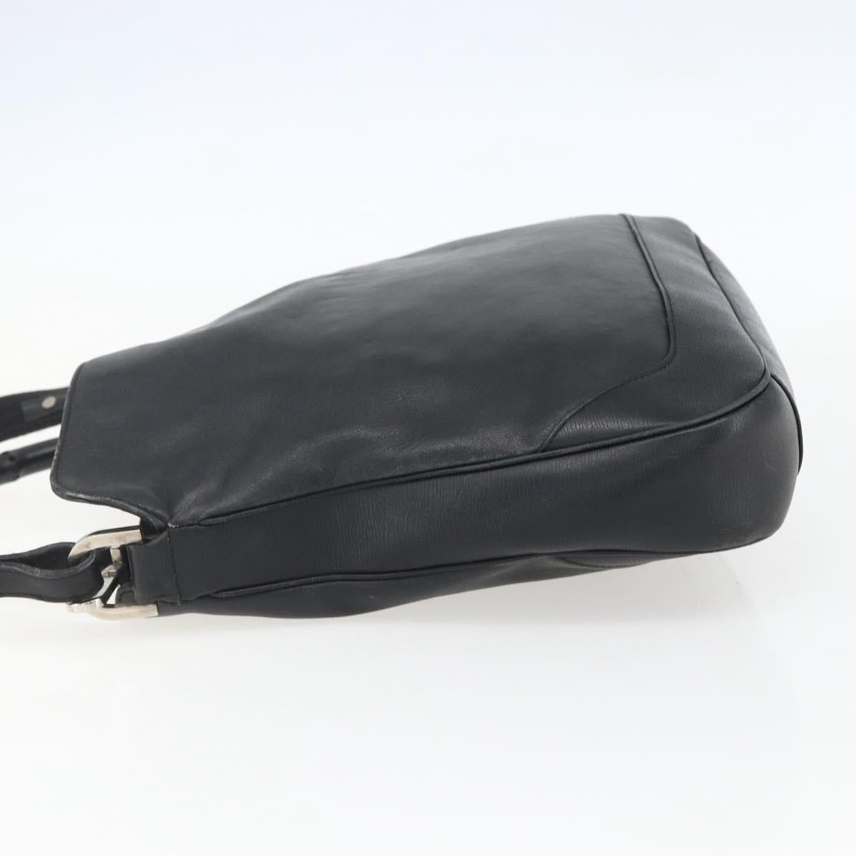 GUCCI Bamboo Shoulder Bag Leather 2way Black Silver 001 4095 Auth 151422