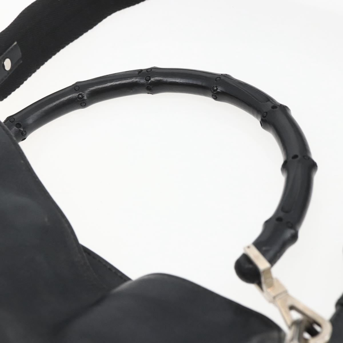 GUCCI Bamboo Shoulder Bag Leather 2way Black Silver 001 4095 Auth 151422