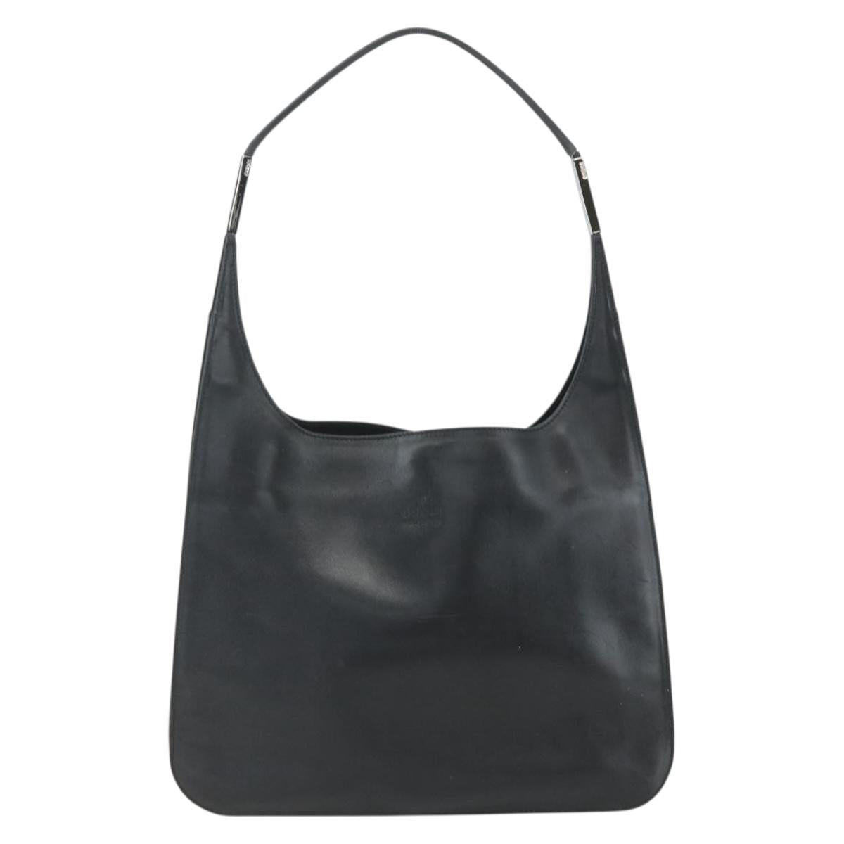 GUCCI Shoulder Bag Leather Black Silver 001 3167 Auth 151423