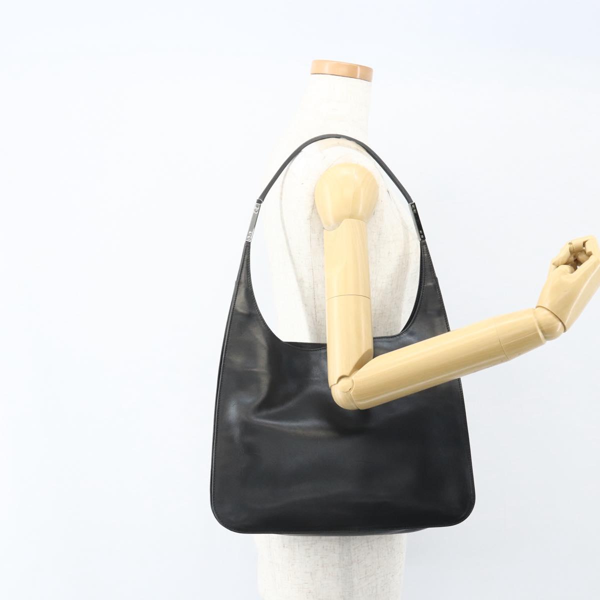 GUCCI Shoulder Bag Leather Black Silver 001 3167 Auth 151423