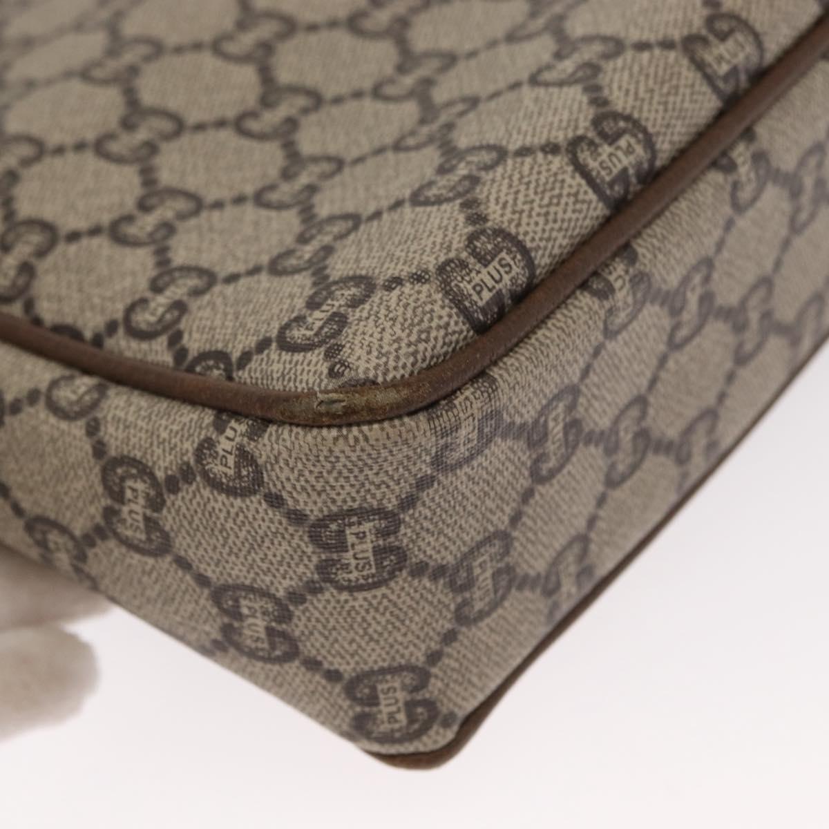 GUCCI GG Plus Supreme Shoulder Bag PVC Beige Gold Auth 151424