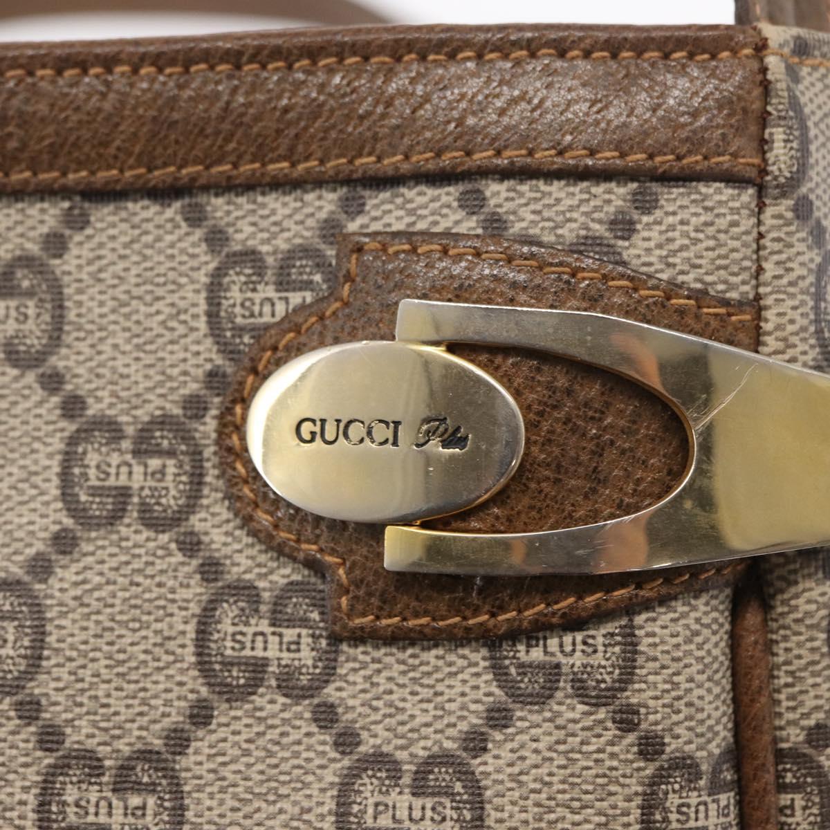 GUCCI GG Plus Supreme Shoulder Bag PVC Beige Gold Auth 151424