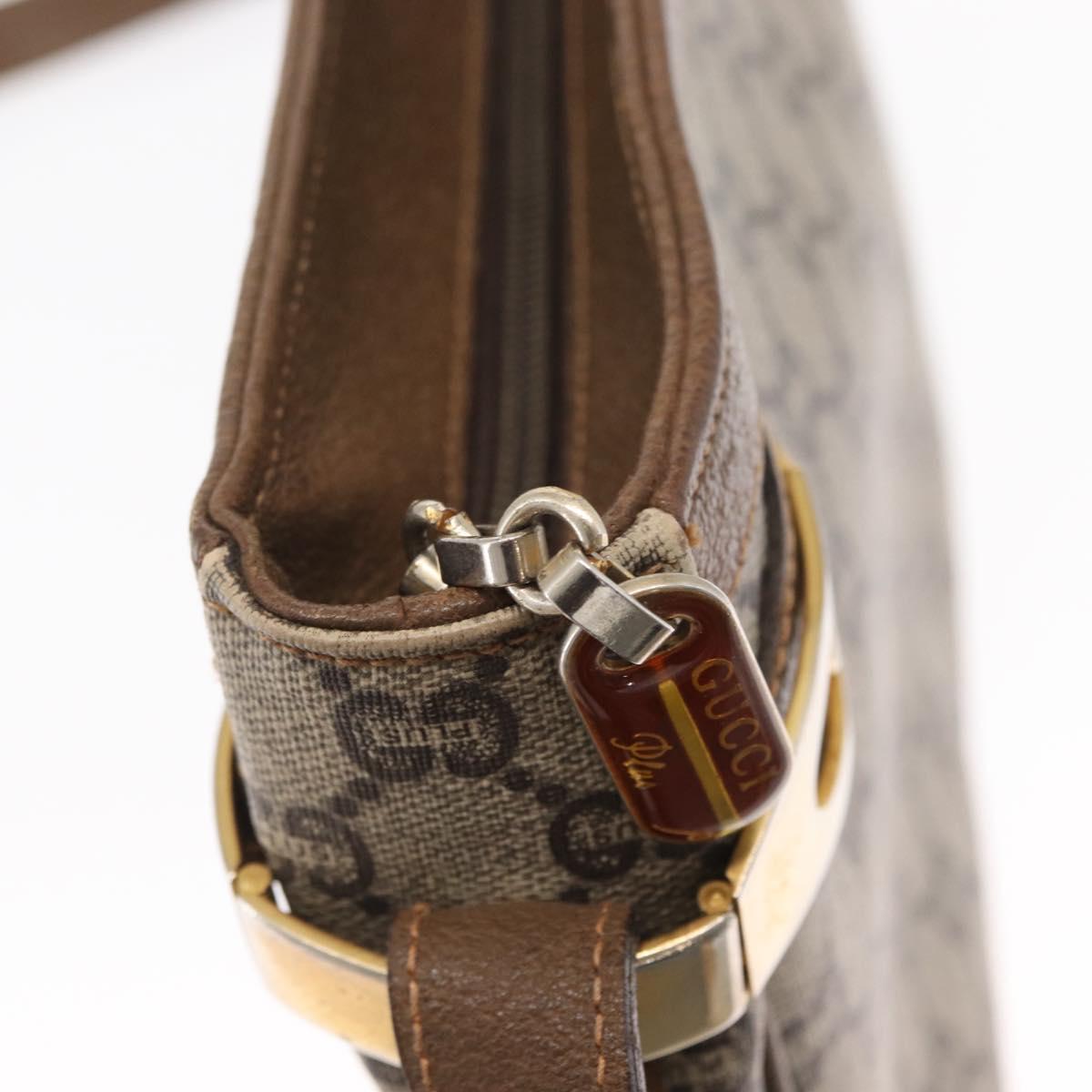 GUCCI GG Plus Supreme Shoulder Bag PVC Beige Gold Auth 151424