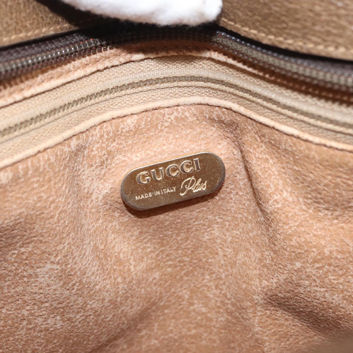 GUCCI GG Plus Supreme Shoulder Bag PVC Beige Gold Auth 151424