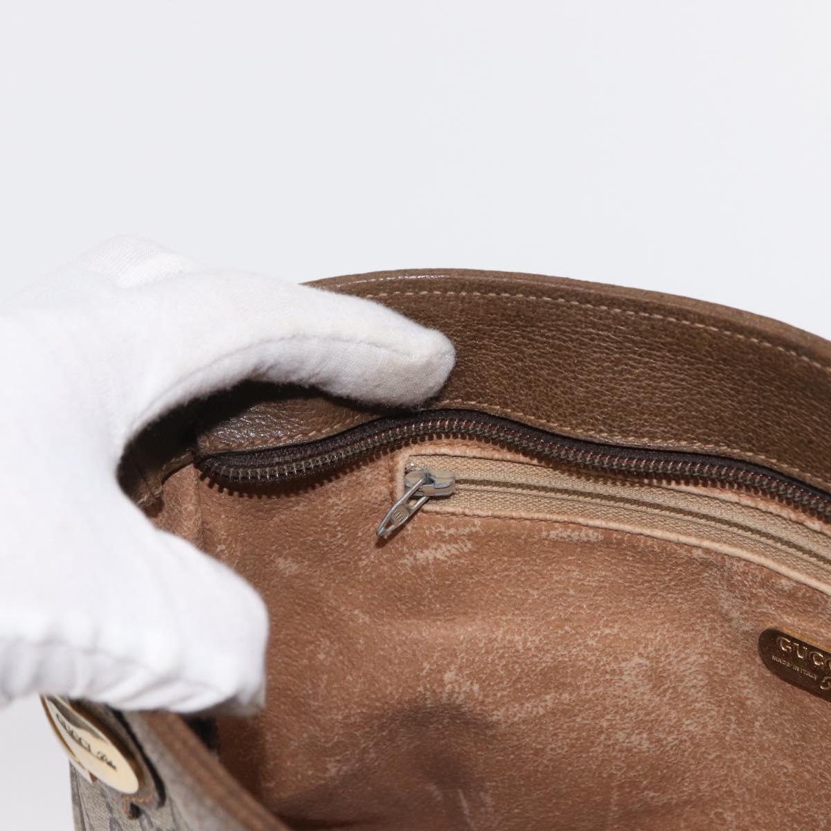 GUCCI GG Plus Supreme Shoulder Bag PVC Beige Gold Auth 151424