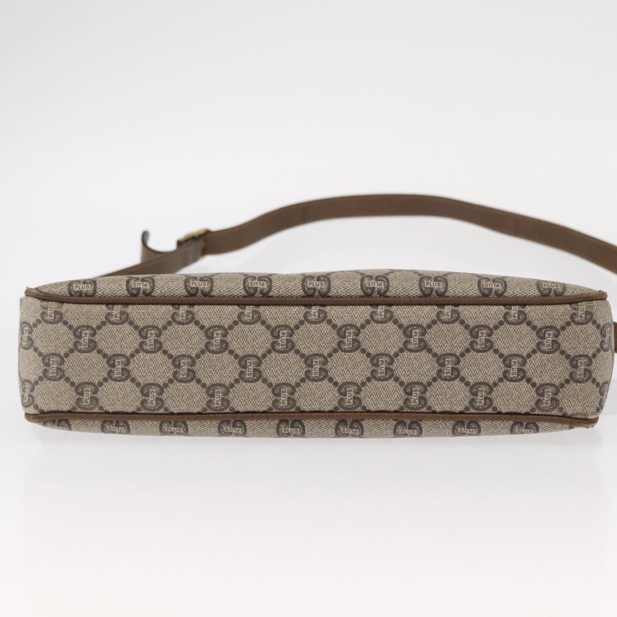 GUCCI GG Plus Supreme Shoulder Bag PVC Beige Gold Auth 151424