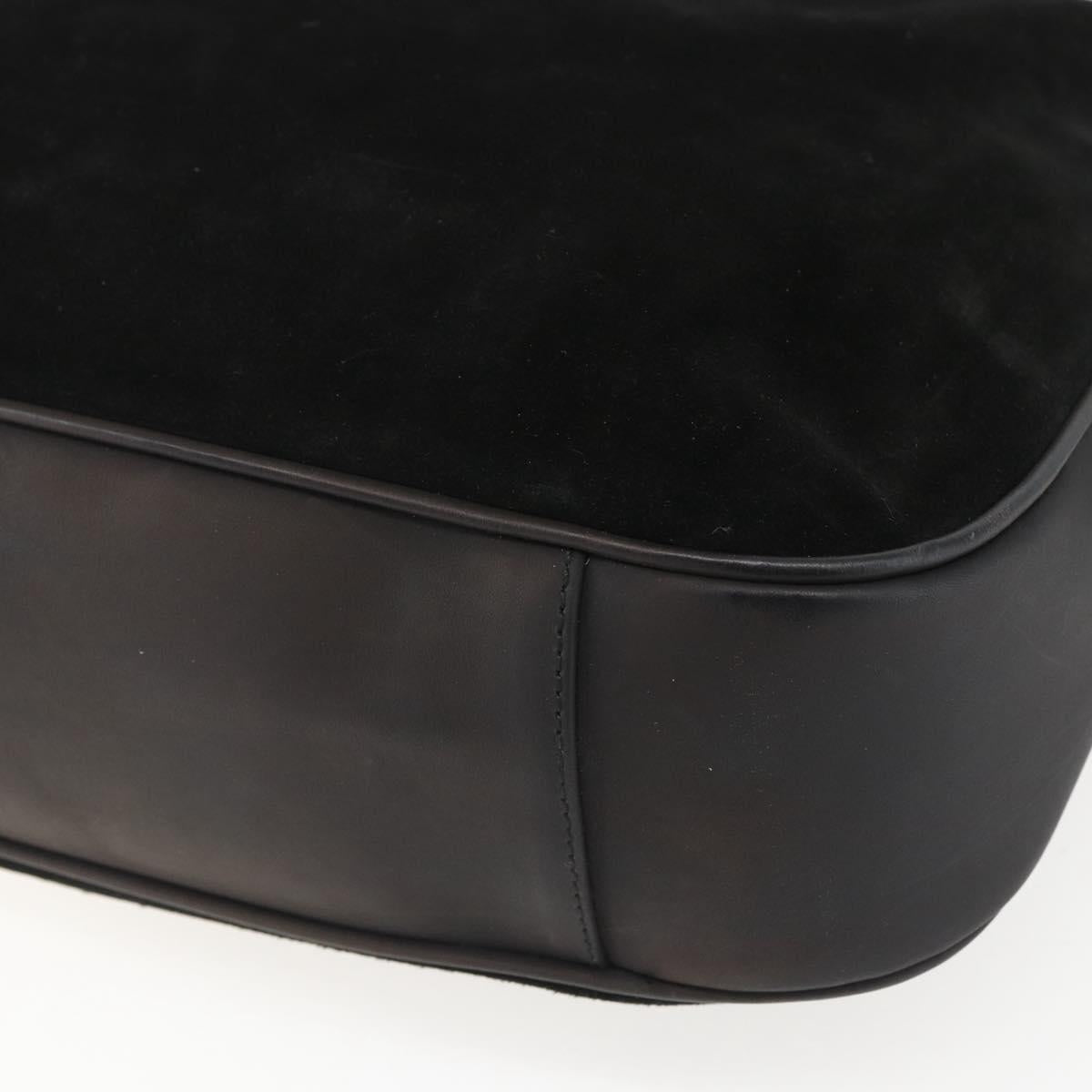 GUCCI Bamboo Shoulder Bag Suede 2way Black Gold 001 1577 2123 Auth 151425