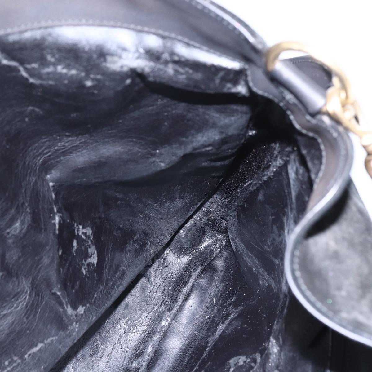 GUCCI Bamboo Shoulder Bag Suede 2way Black Gold 001 1577 2123 Auth 151425