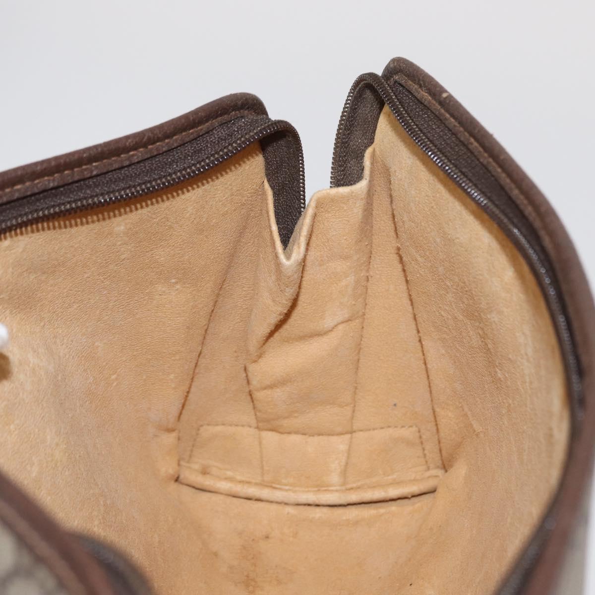 GUCCI GG Supreme Clutch Bag PVC Beige Gold Auth 151426