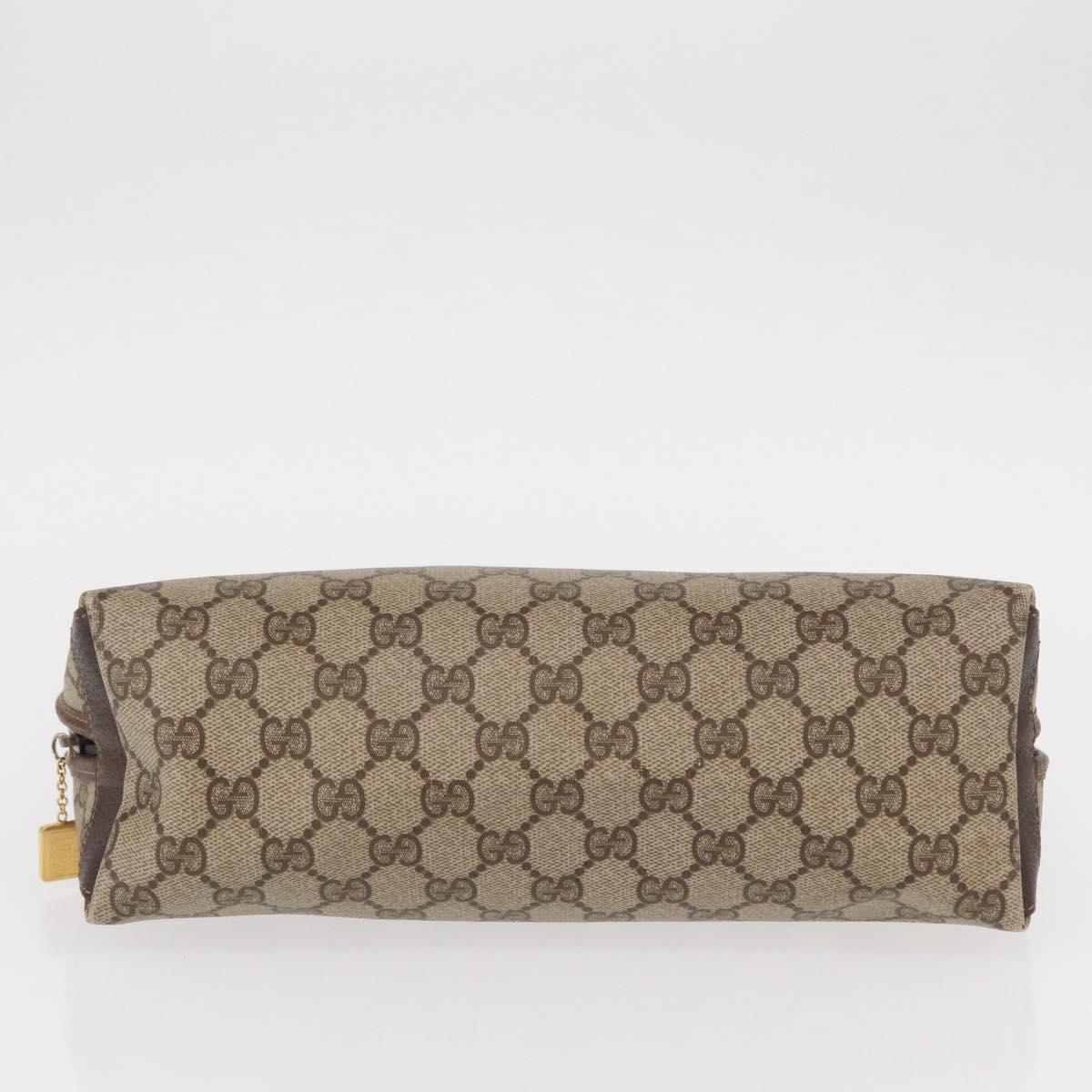 GUCCI GG Supreme Clutch Bag PVC Beige Gold Auth 151426