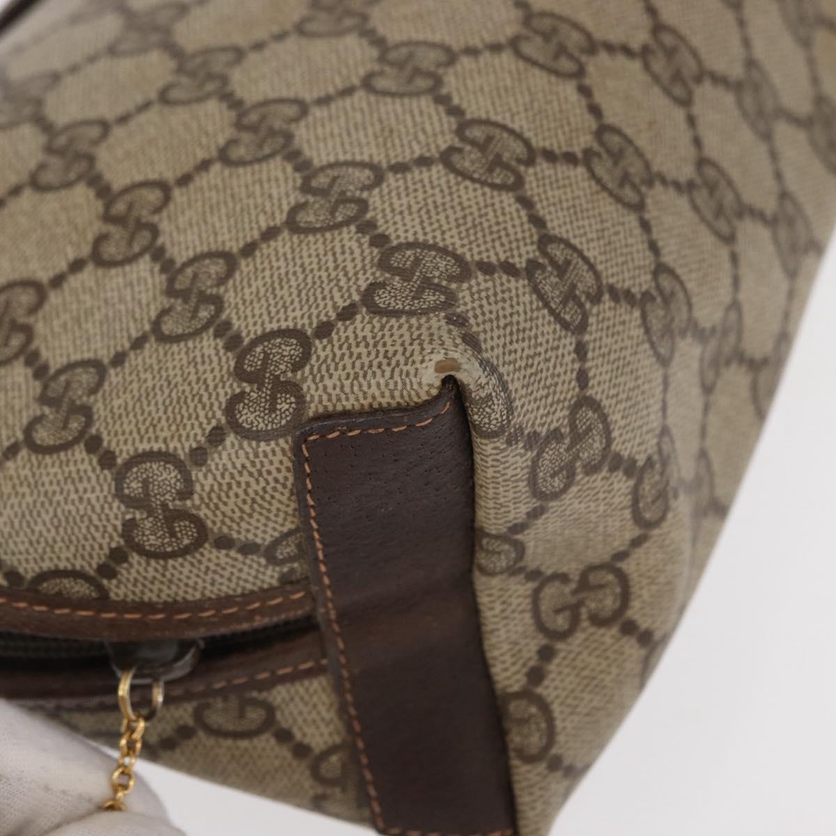 GUCCI GG Supreme Clutch Bag PVC Beige Gold Auth 151426