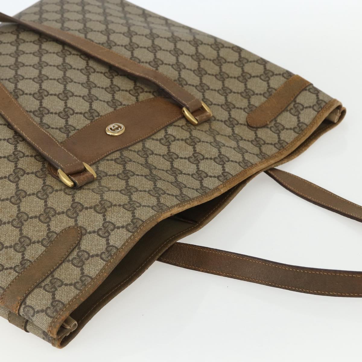 GUCCI GG Supreme Tote Bag PVC Beige Gold 39 02 061 Auth 151428