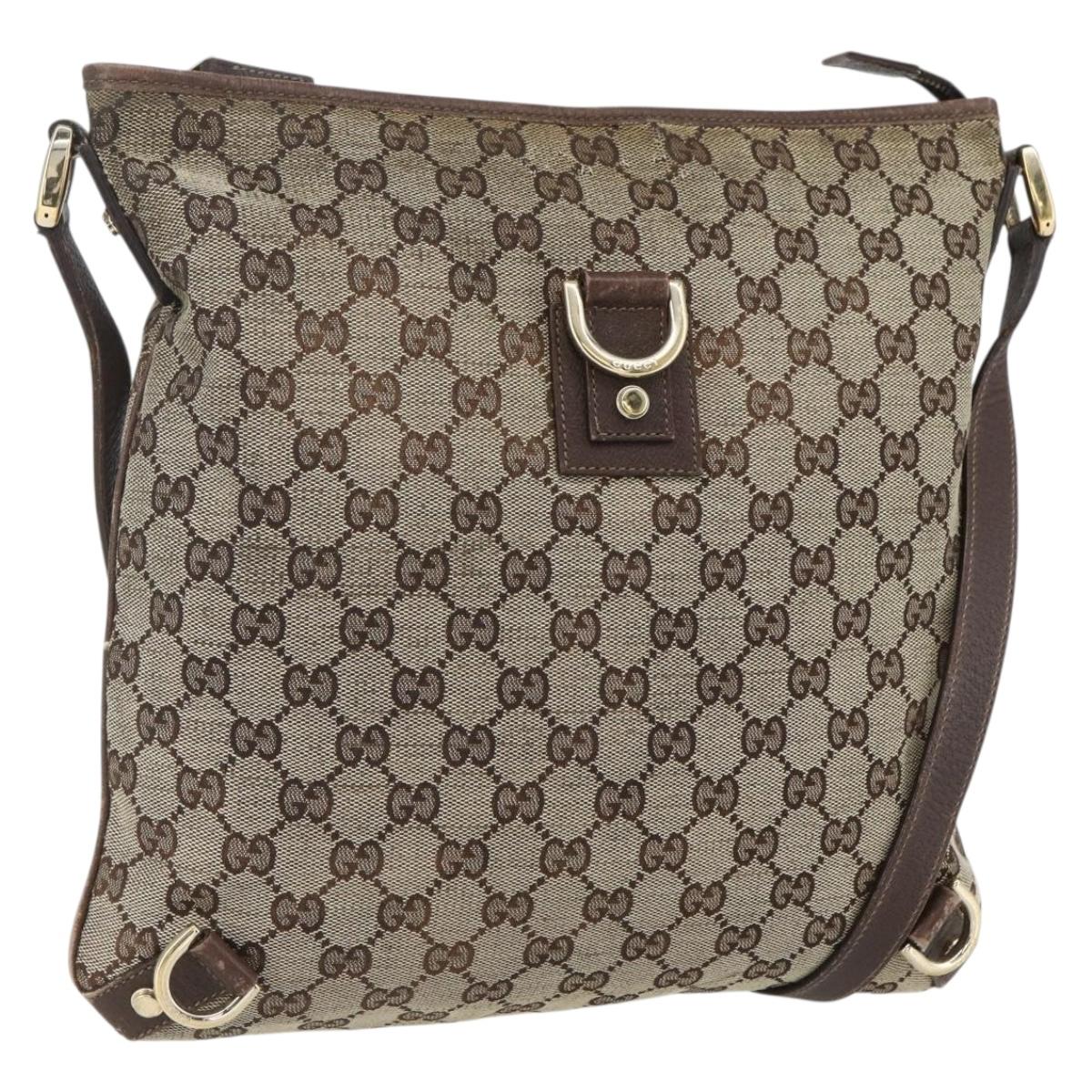 GUCCI GG Canvas Shoulder Bag Beige Gold 131326 Auth 151429