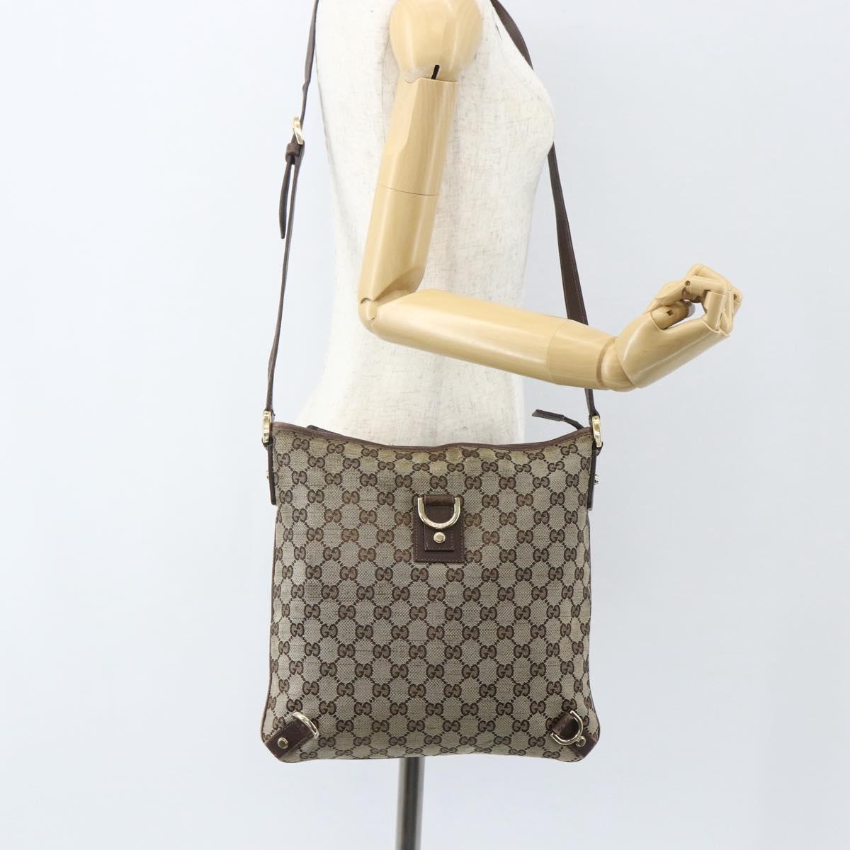 GUCCI GG Canvas Shoulder Bag Beige Gold 131326 Auth 151429