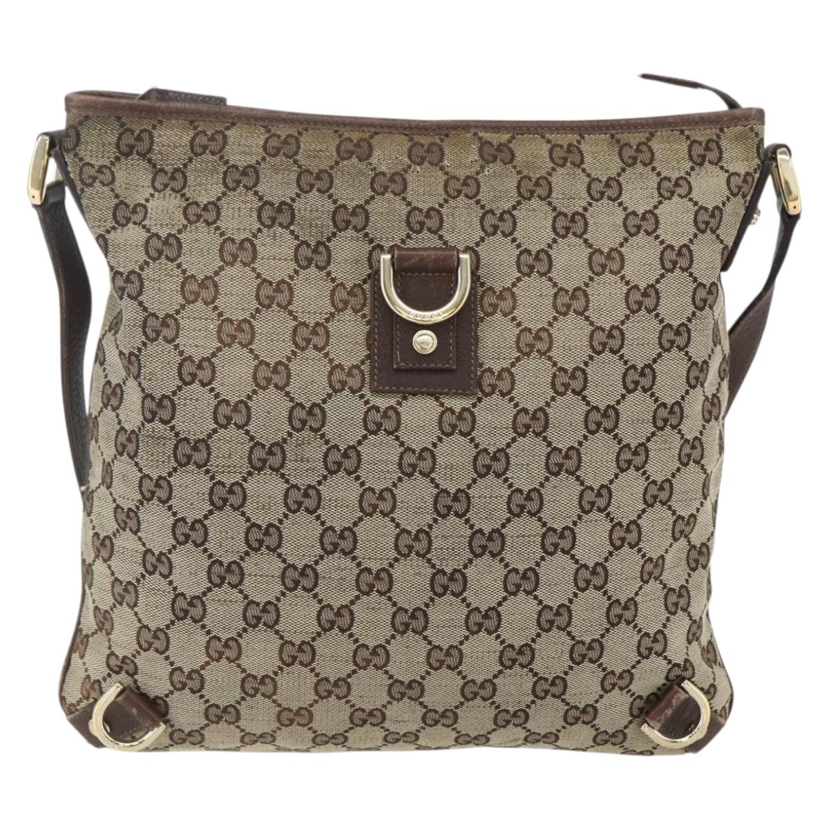 GUCCI GG Canvas Shoulder Bag Beige Gold 131326 Auth 151429