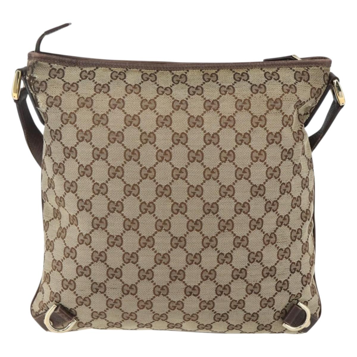 GUCCI GG Canvas Shoulder Bag Beige Gold 131326 Auth 151429