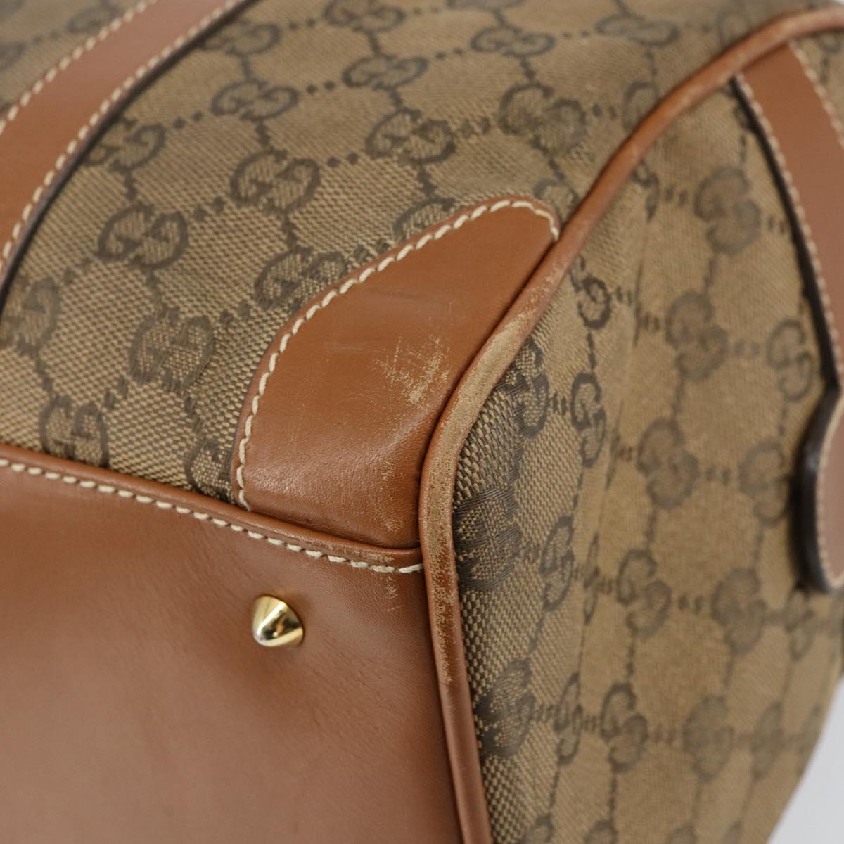GUCCI GG Canvas Boston Bag Beige Gold Auth 151430