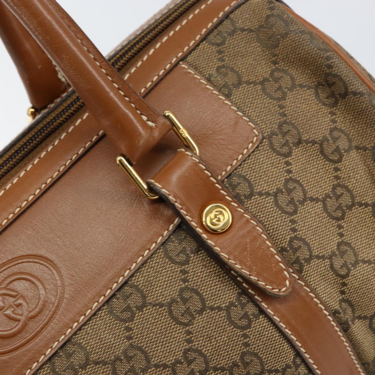 GUCCI GG Canvas Boston Bag Beige Gold Auth 151430