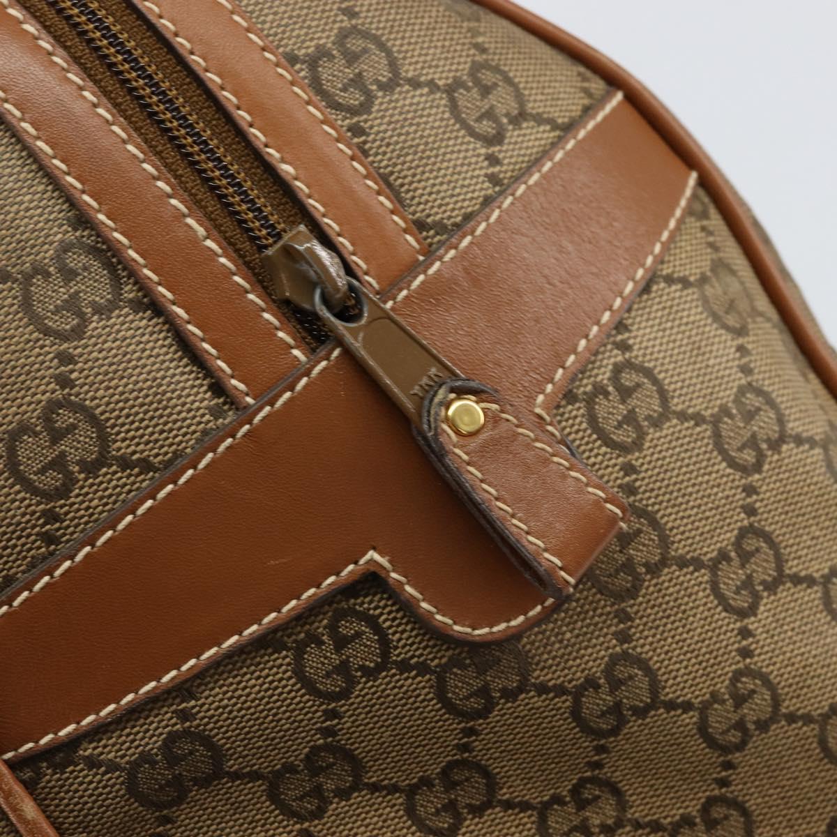 GUCCI GG Canvas Boston Bag Beige Gold Auth 151430