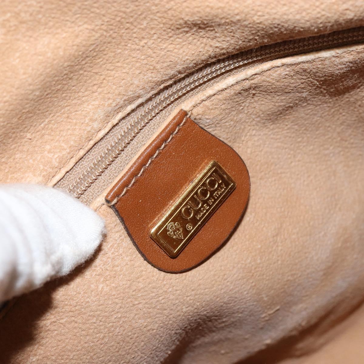 GUCCI GG Canvas Boston Bag Beige Gold Auth 151430