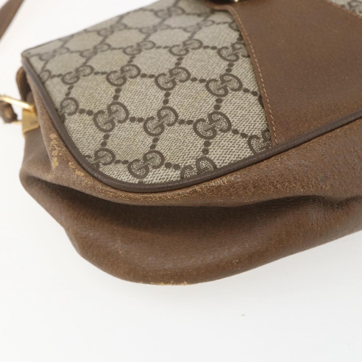 GUCCI GG Supreme Web Sherry Line Bag PVC Beige Gold 116 02 024 Auth 151431