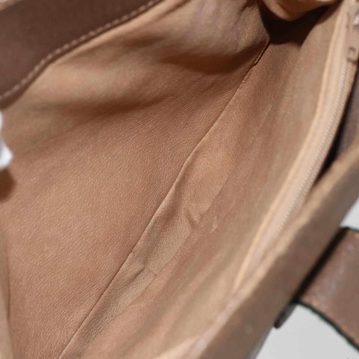 GUCCI GG Supreme Web Sherry Line Bag PVC Beige Gold 116 02 024 Auth 151431