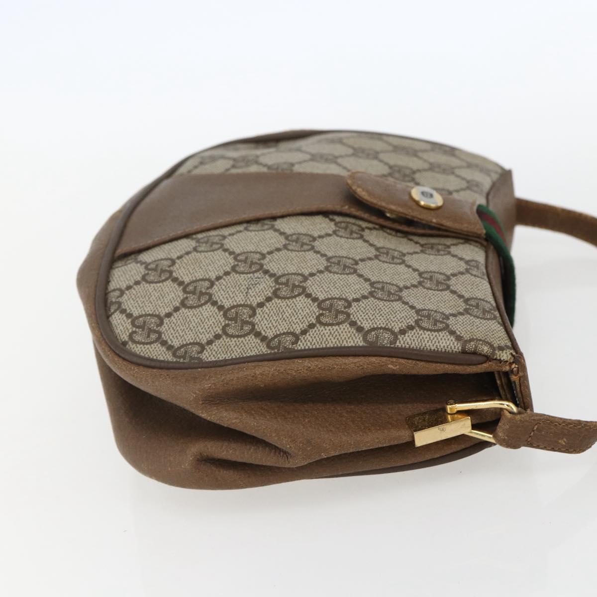 GUCCI GG Supreme Web Sherry Line Bag PVC Beige Gold 116 02 024 Auth 151431