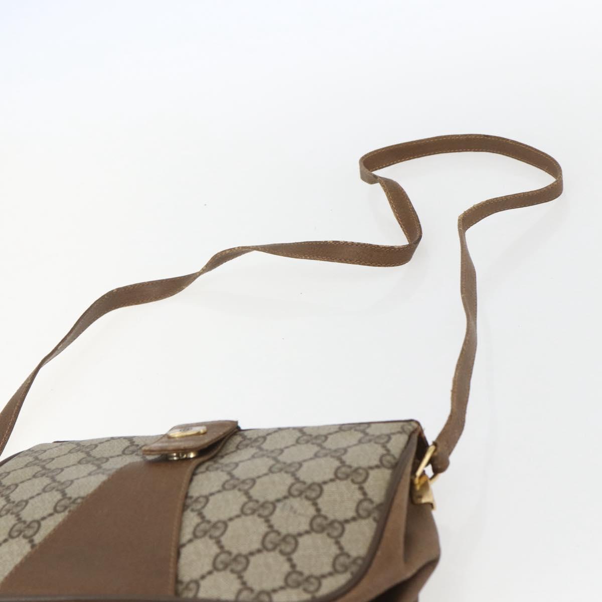 GUCCI GG Supreme Web Sherry Line Bag PVC Beige Gold 116 02 024 Auth 151431