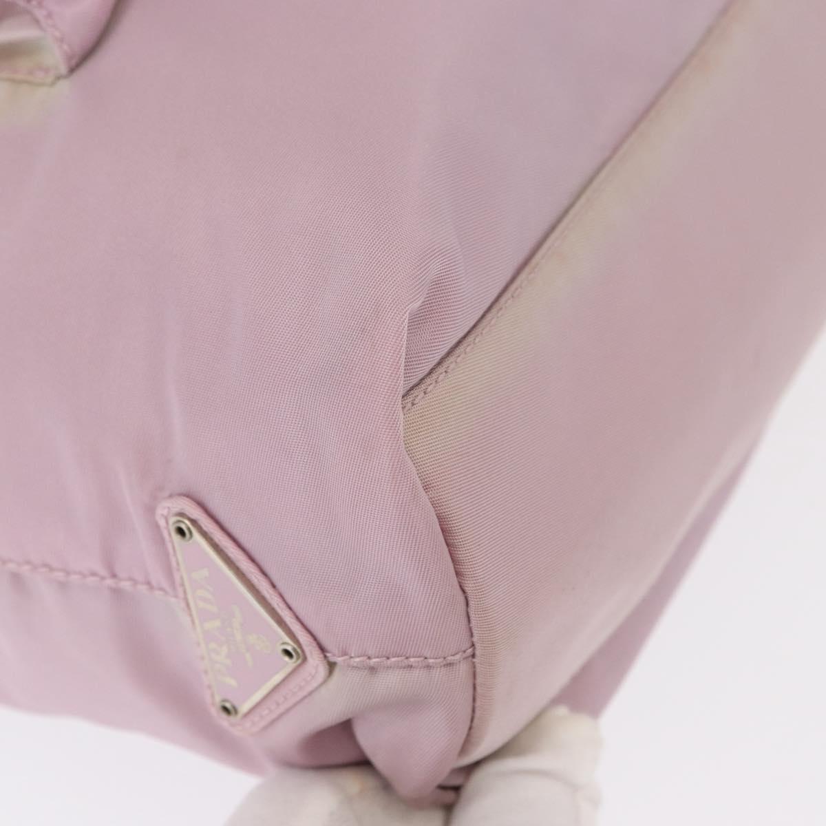 PRADA Tote Bag Nylon Pink Silver Auth 151432