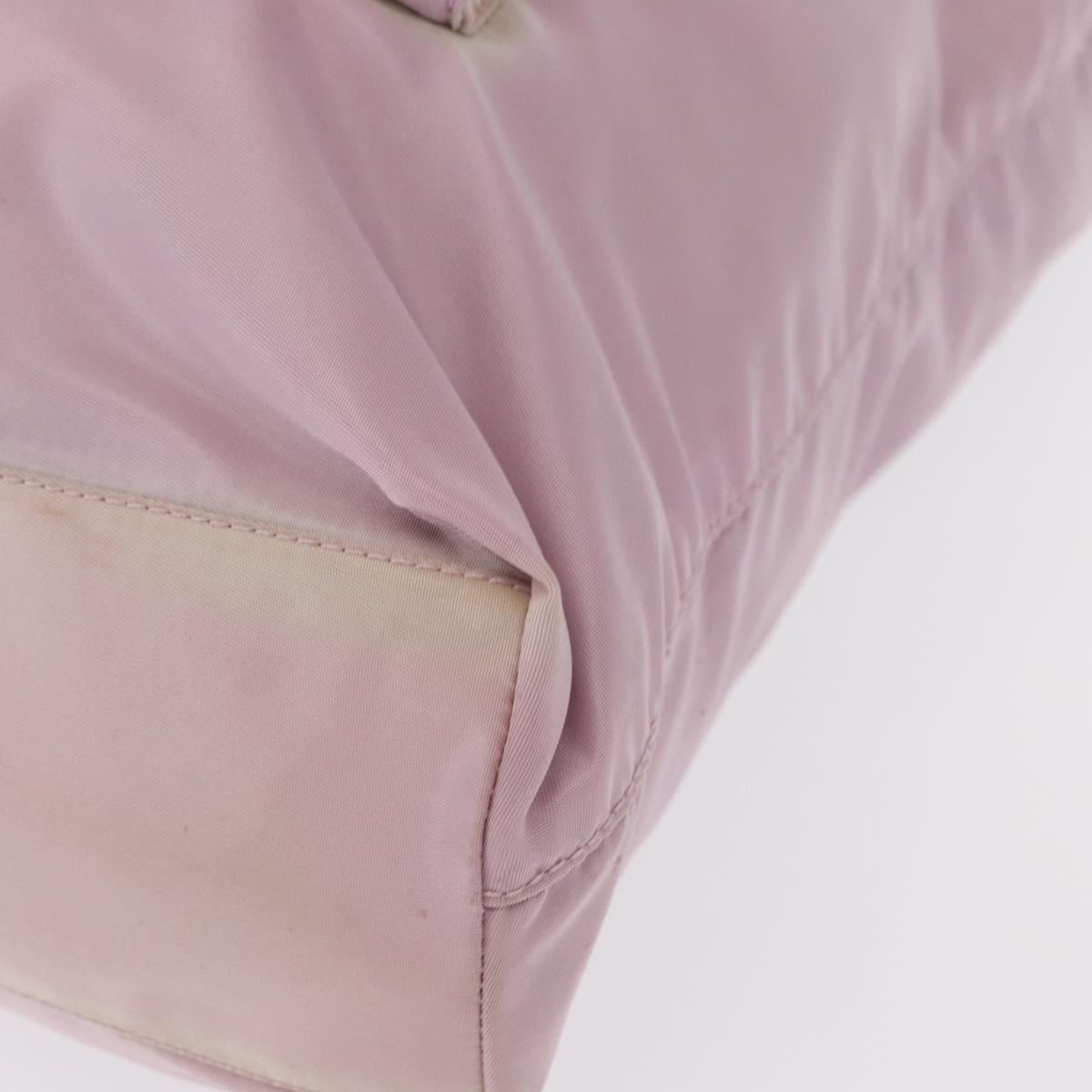 PRADA Tote Bag Nylon Pink Silver Auth 151432