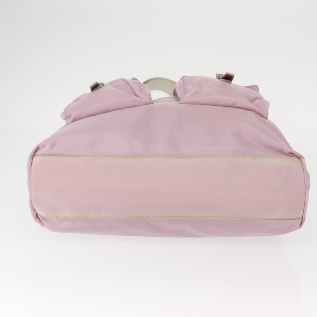 PRADA Tote Bag Nylon Pink Silver Auth 151432