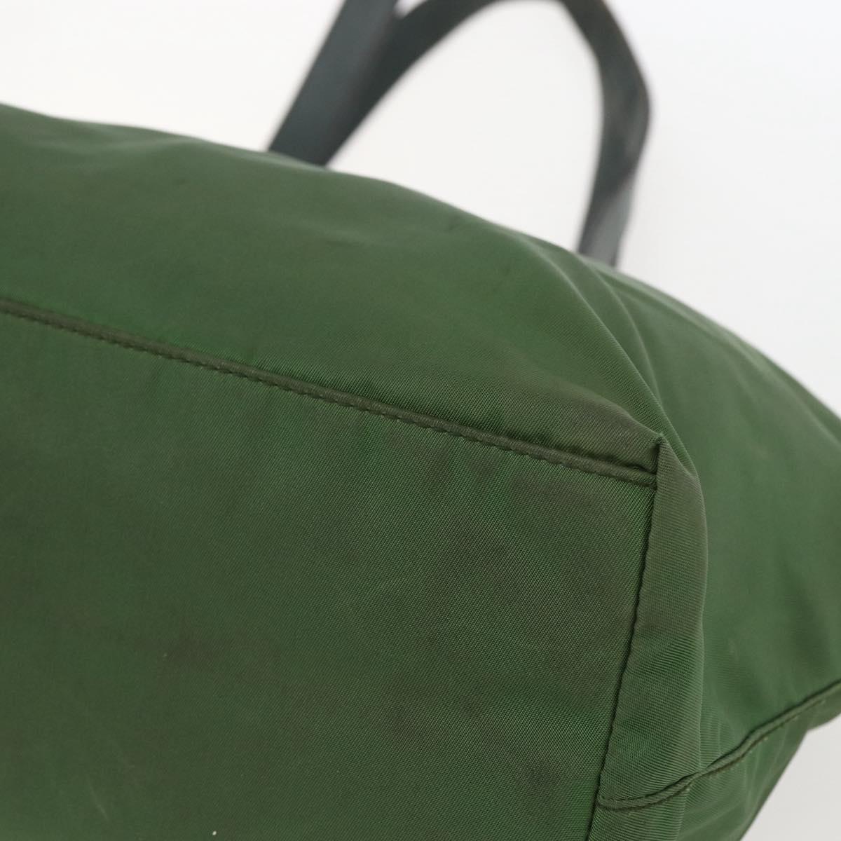 PRADA Hand Bag Nylon Green Silver Auth 151434