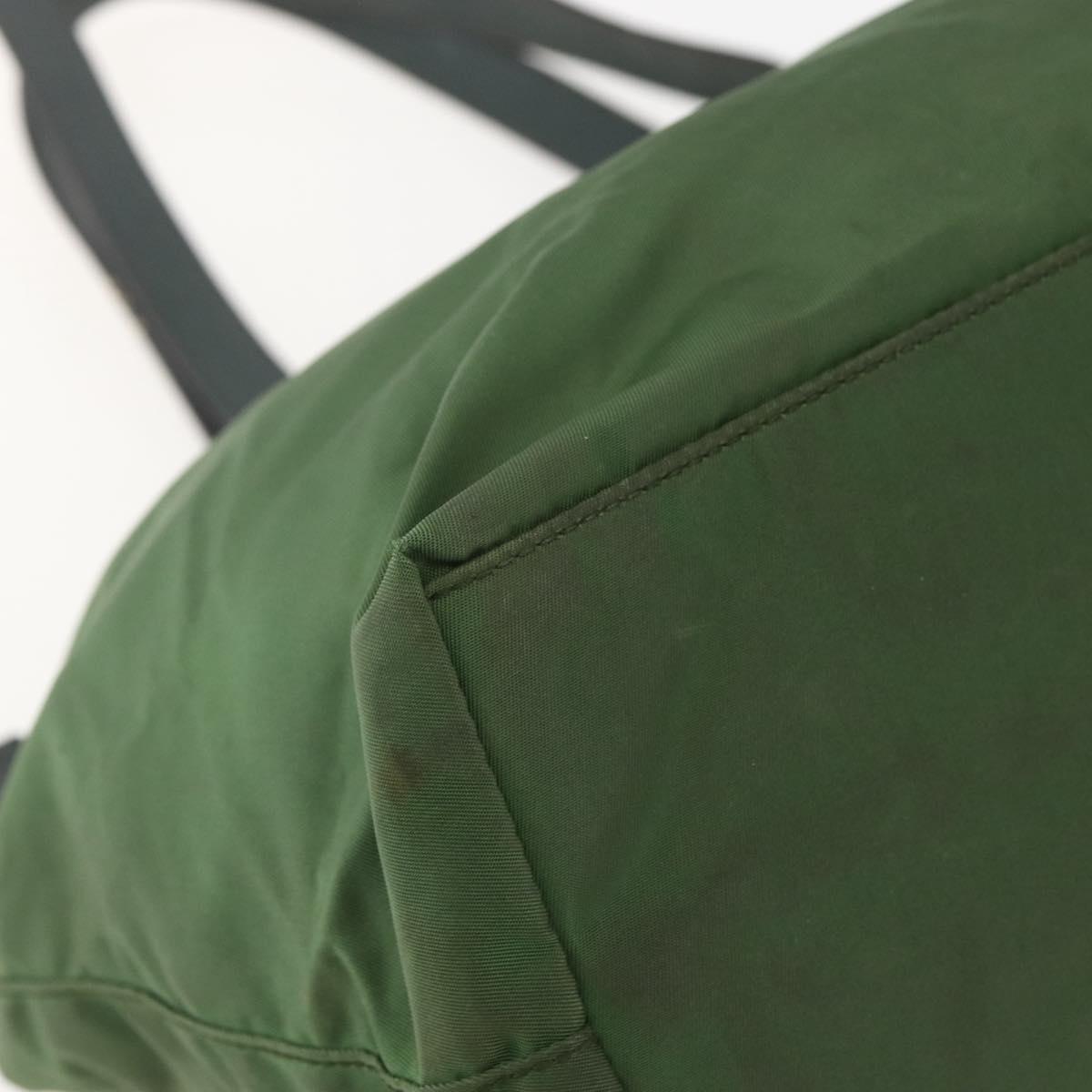 PRADA Hand Bag Nylon Green Silver Auth 151434
