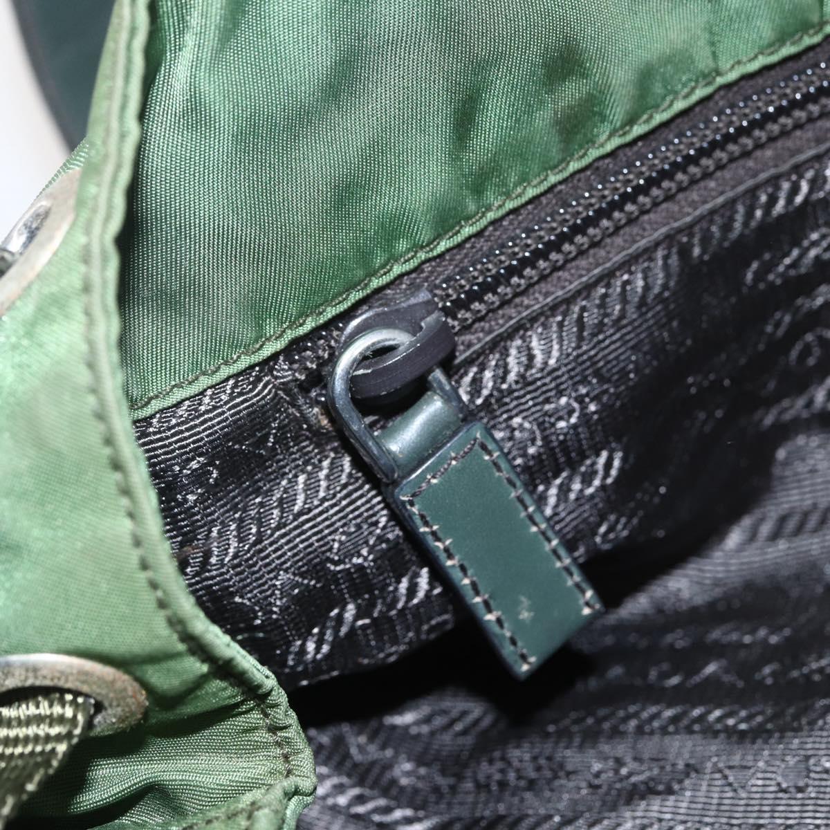 PRADA Hand Bag Nylon Green Silver Auth 151434