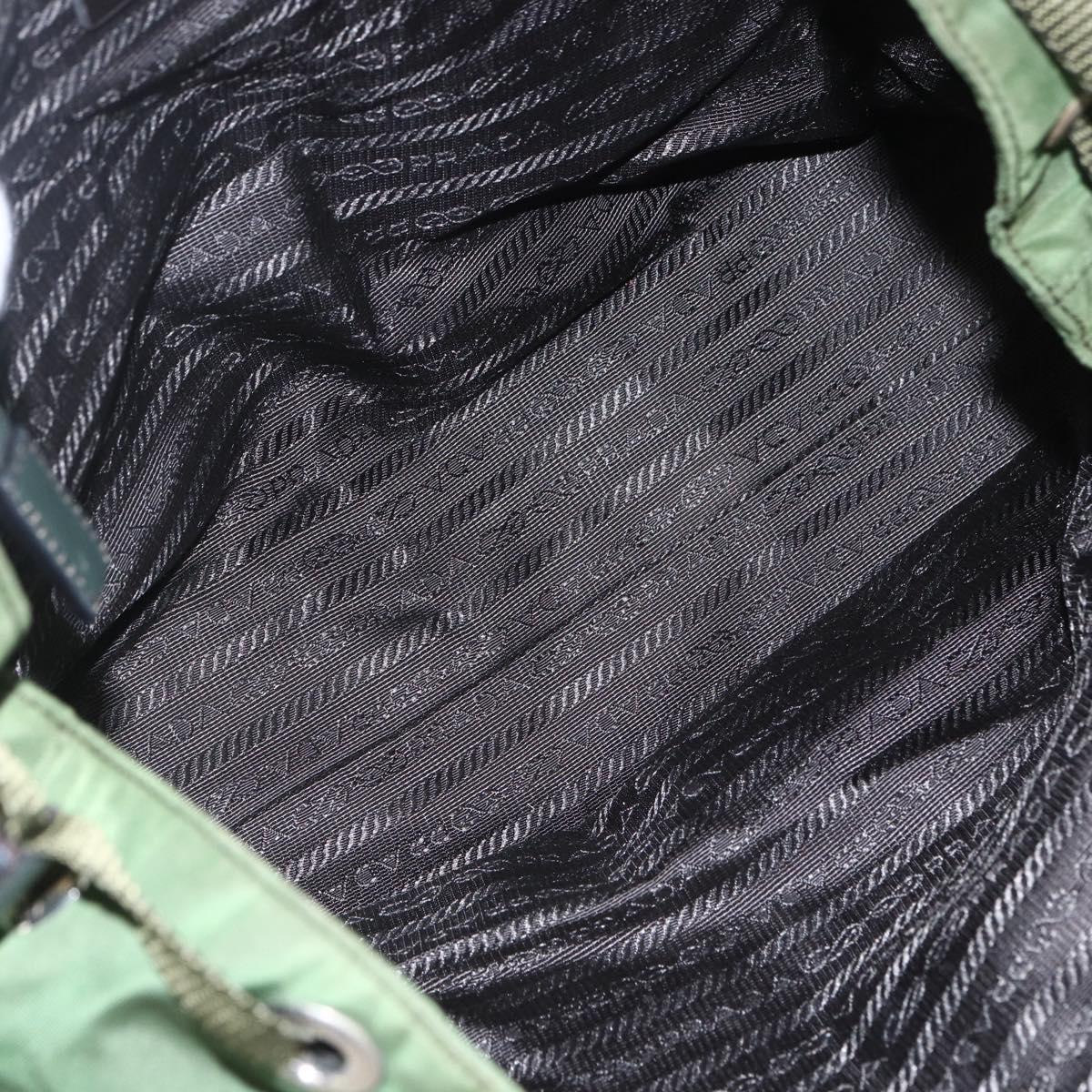 PRADA Hand Bag Nylon Green Silver Auth 151434