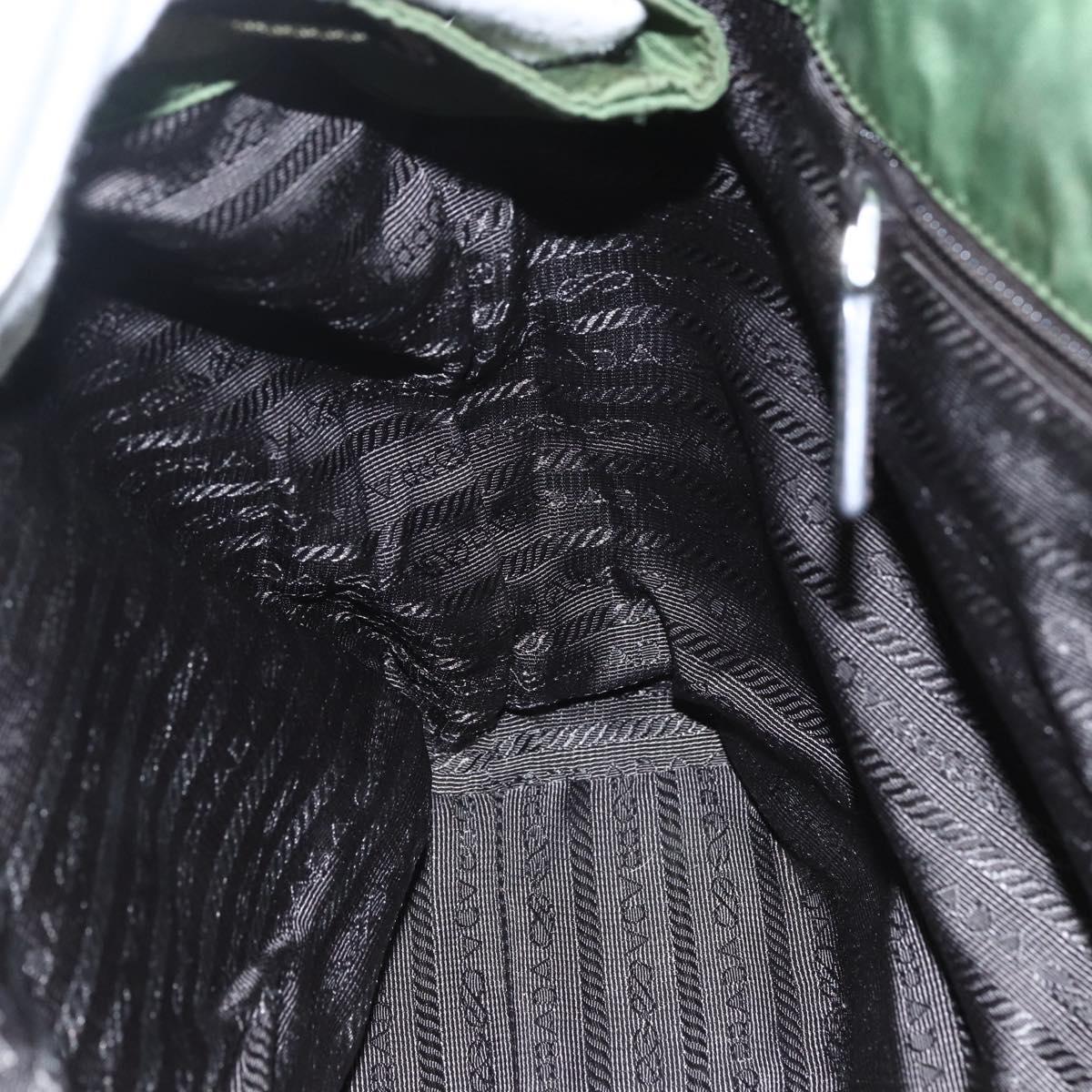 PRADA Hand Bag Nylon Green Silver Auth 151434