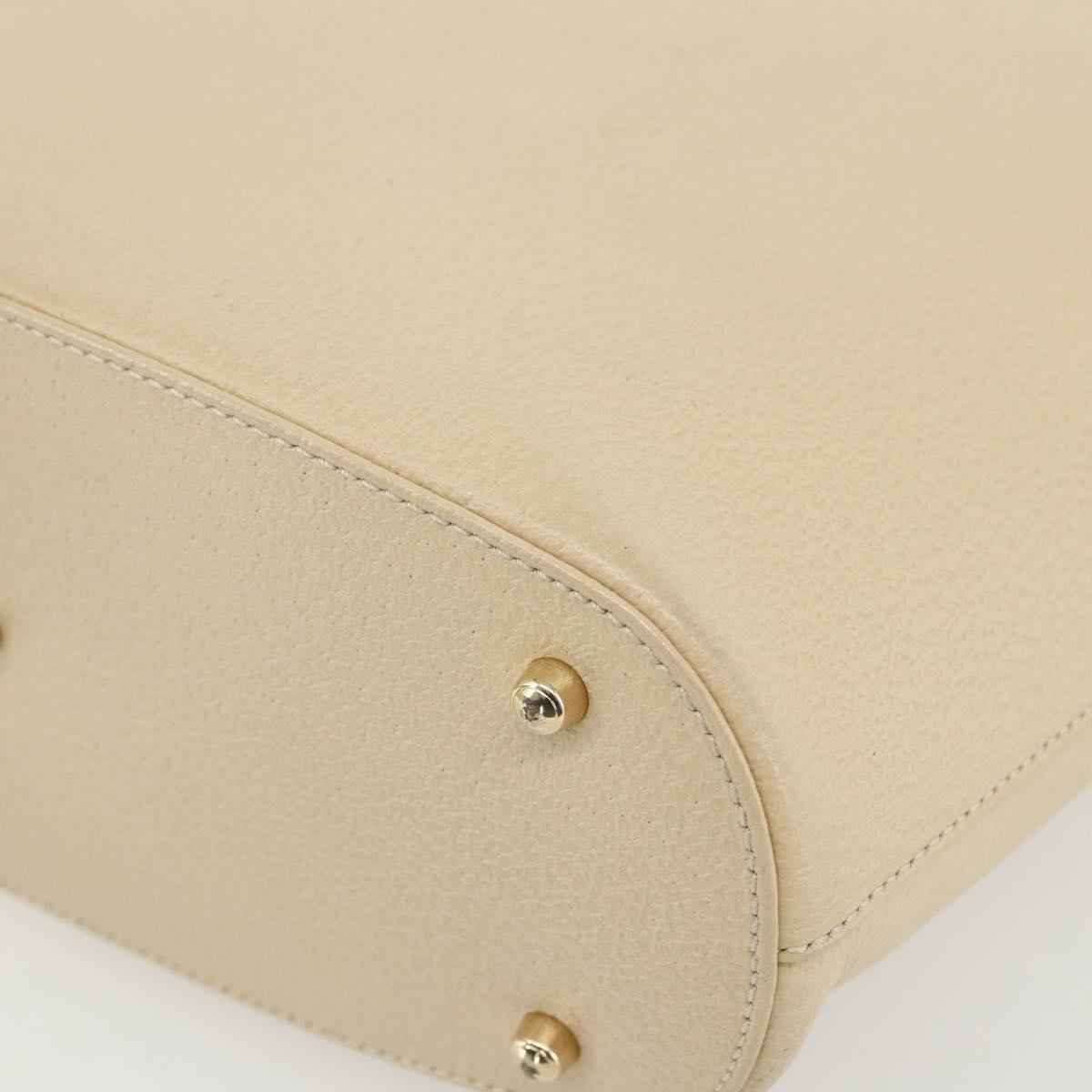 GUCCI Hand Bag Leather Beige Gold 000 1013 0556 Auth 151437