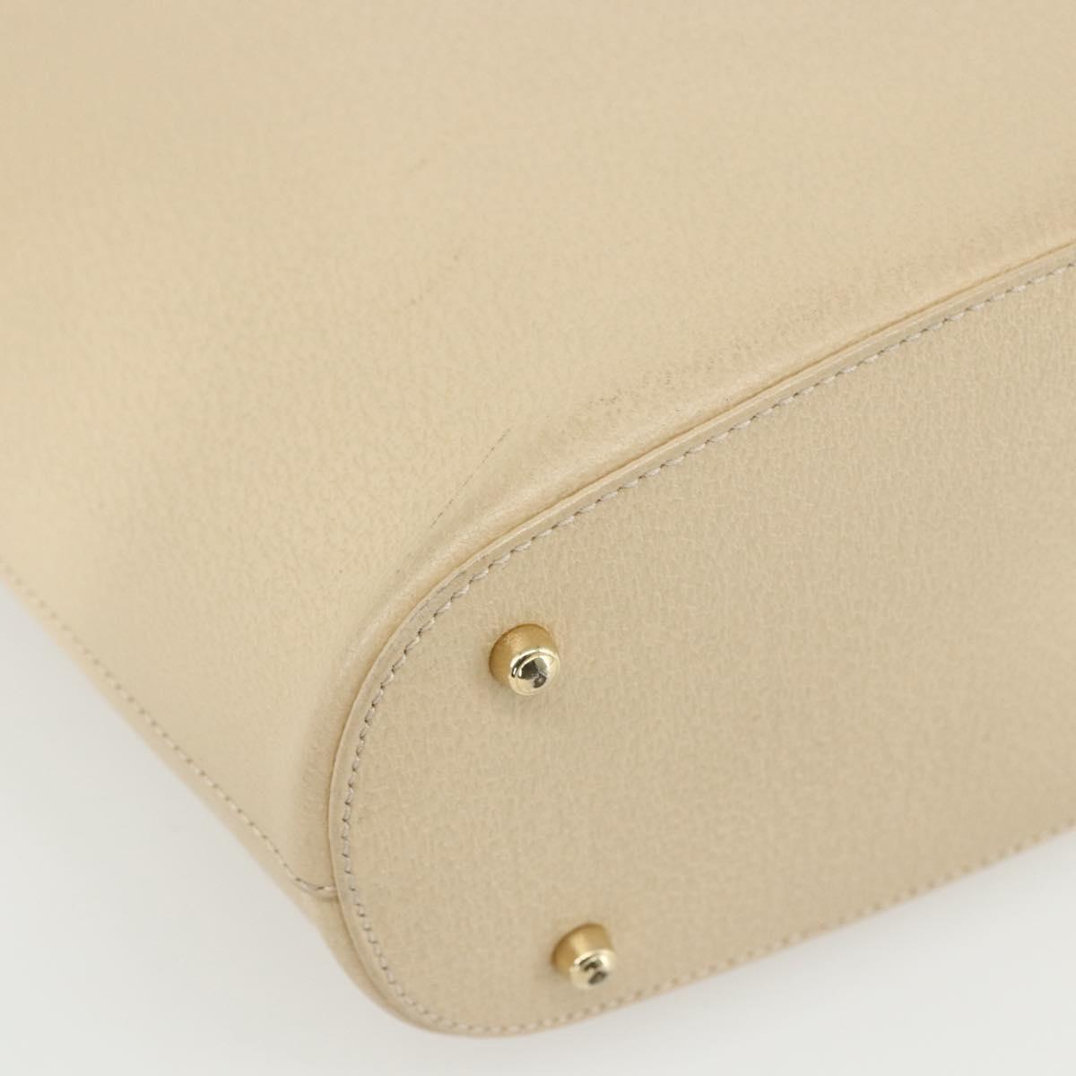 GUCCI Hand Bag Leather Beige Gold 000 1013 0556 Auth 151437