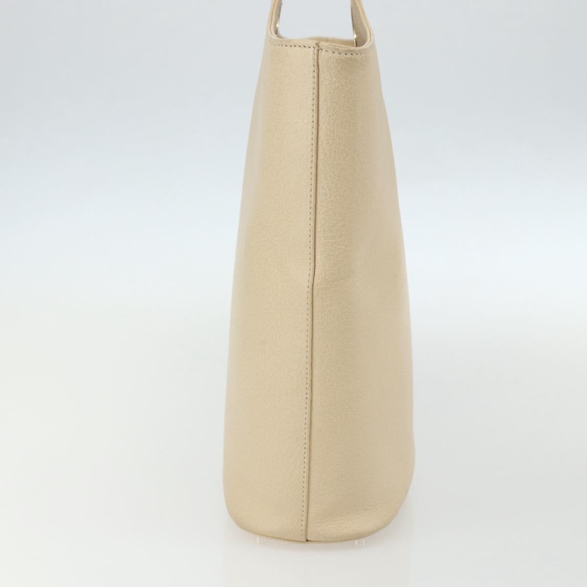 GUCCI Hand Bag Leather Beige Gold 000 1013 0556 Auth 151437