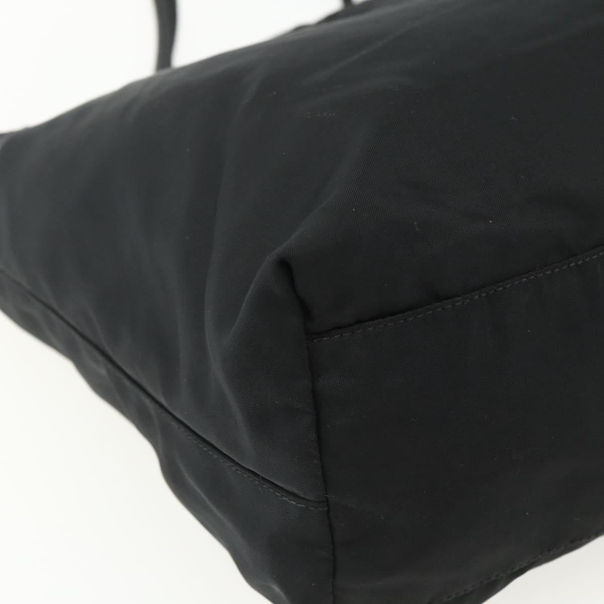 PRADA Tote Bag Nylon Black Silver Auth 151438