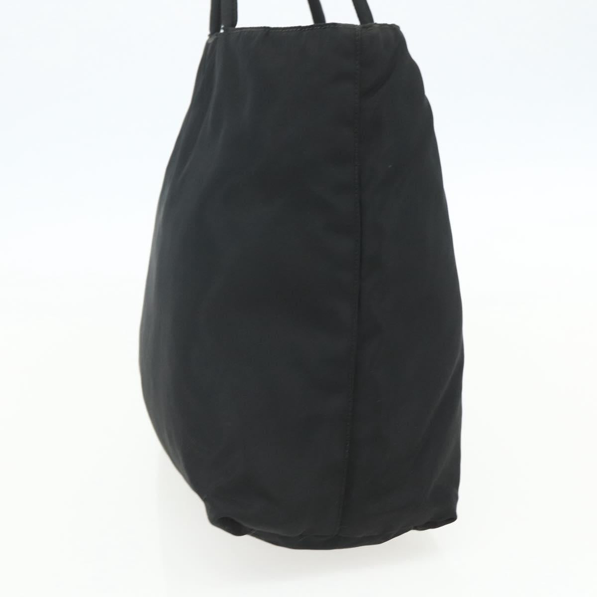 PRADA Tote Bag Nylon Black Silver Auth 151438