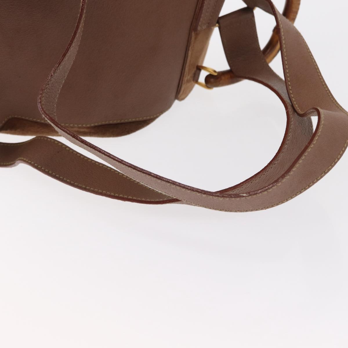 GUCCI Bamboo Backpack Suede Brown Gold 003 2058 0016 Auth 151439