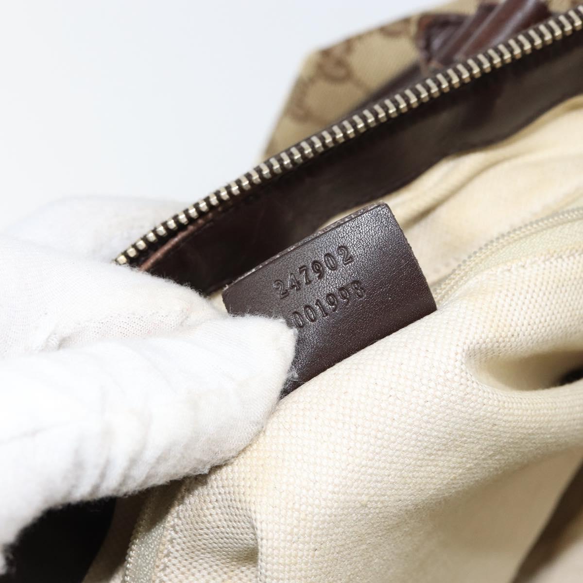 GUCCI GG Canvas Hand Bag Beige Gold 247902 Auth 151441