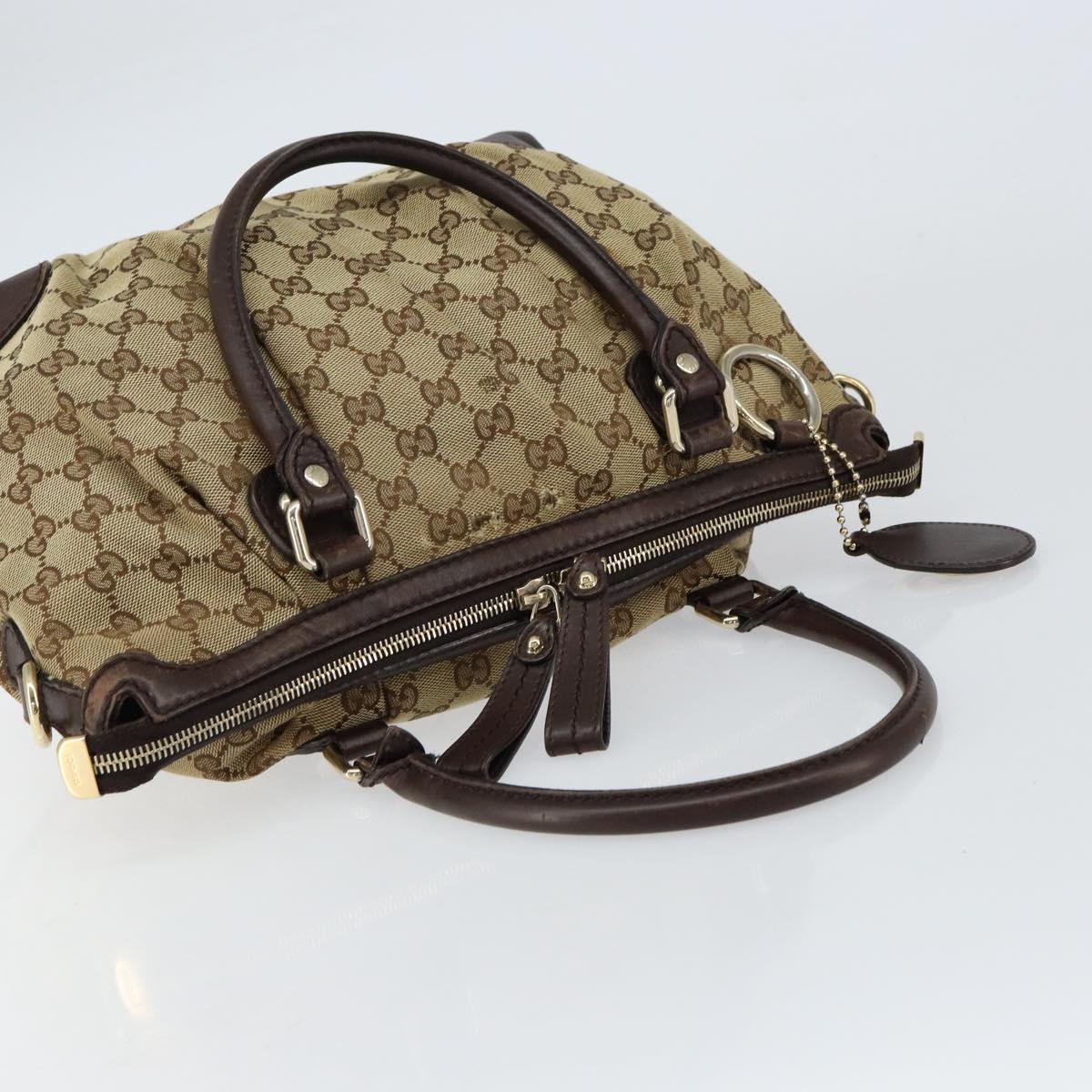 GUCCI GG Canvas Hand Bag Beige Gold 247902 Auth 151441